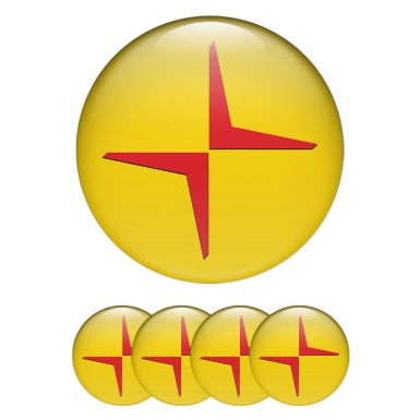 Volvo Polestar Wheel Stickers for Center Caps Yellow Red Logo