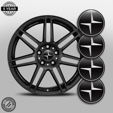 Volvo Polestar Center Caps Wheel Emblem Black White Ring