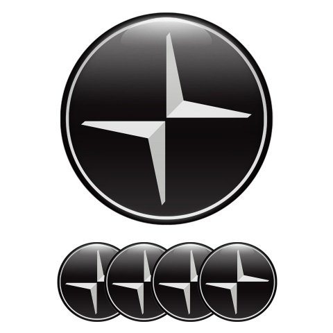 Volvo Polestar Center Caps Wheel Emblem Black White Ring