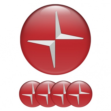 Volvo Polestar Emblem for Wheel Center Caps Red Silver Logo