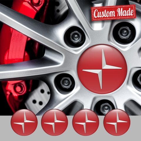 Volvo Polestar Emblem for Wheel Center Caps Red Silver Logo