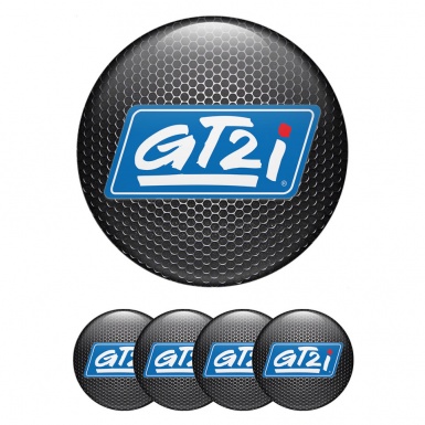 Wheel Gt2i Domed Stickers for Center Caps Dark Grate Blue White Logo