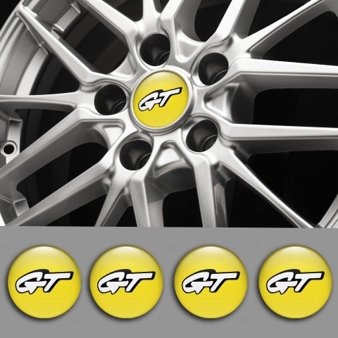 Wheel GT Stickers for Center Caps Yellow White Edition
