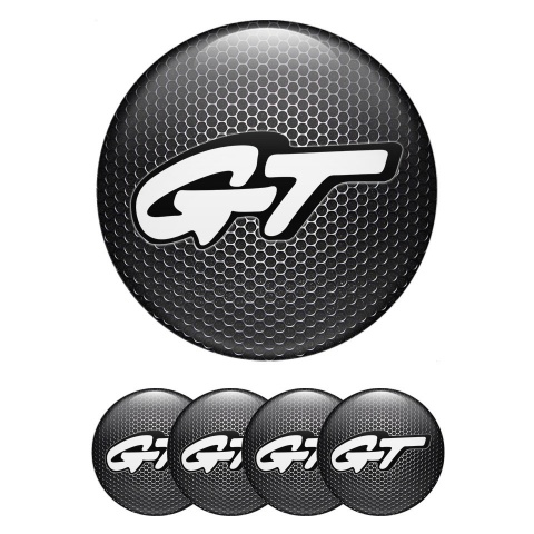 Wheel GT Domed Stickers for Center Caps Dark Grate White Edition