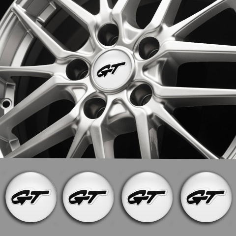 Wheel GT Stickers for Center Caps White Black Edition