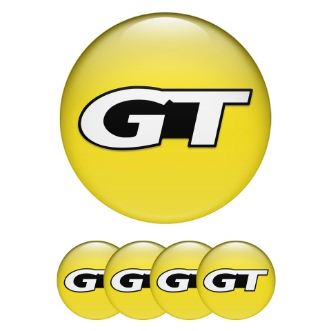 Wheel GT Emblem for Center Caps Yellow White Modern Logo