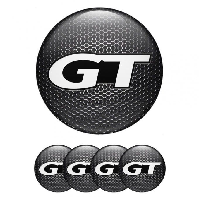 Wheel GT Emblem for Center Caps Dark Mesh White Modern Logo