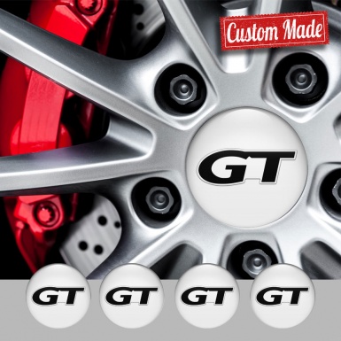 Wheel GT Emblems for Center Caps White Black Modern Logo