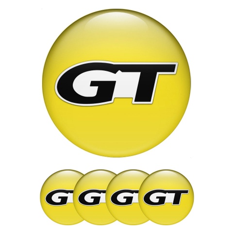 Wheel GT Center Caps Emblem Yellow Black Modern Logo