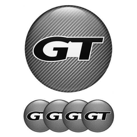 Wheel GT Domed Stickers for Center Caps Carbon Black Modern Logo