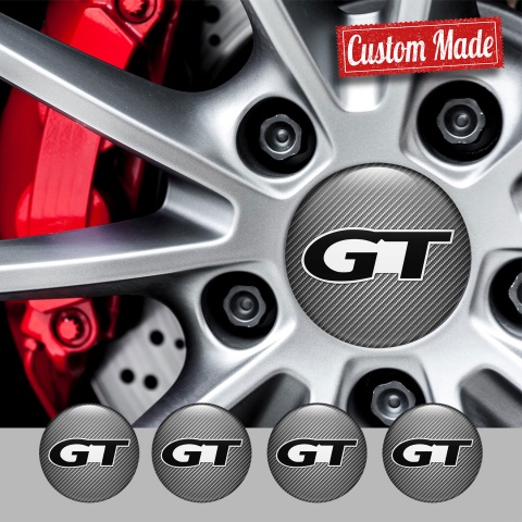 Wheel GT Domed Stickers for Center Caps Carbon Black Modern Logo