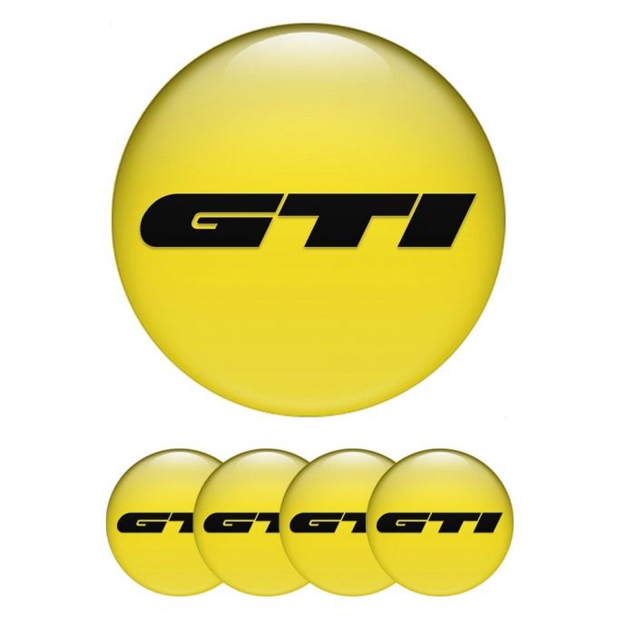 Wheel GTI Stickers for Center Caps Yellow Heavy Black Logo