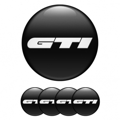 Wheel GTI Emblem for Center Caps Black Heavy White Logo