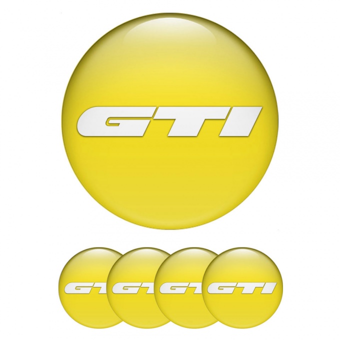 Wheel GTI Emblem for Center Caps Yellow Heavy White Logo