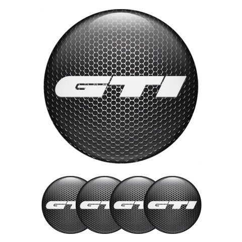 Wheel GTI Stickers for Center Caps Dark Mesh Heavy White Logo