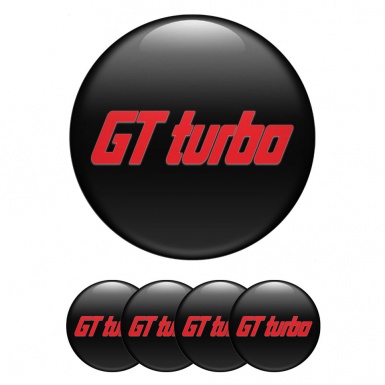 Wheel GT Turbo Emblem for Center Caps Black Red Logo