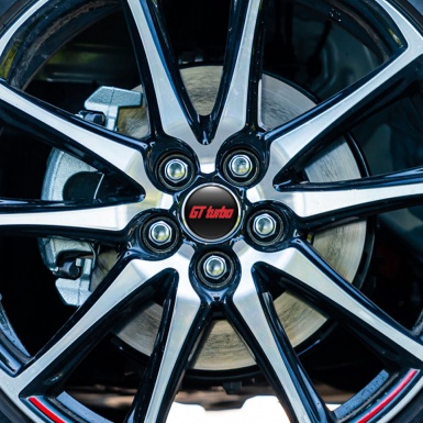 Wheel GT Turbo Emblem for Center Caps Black Red Logo