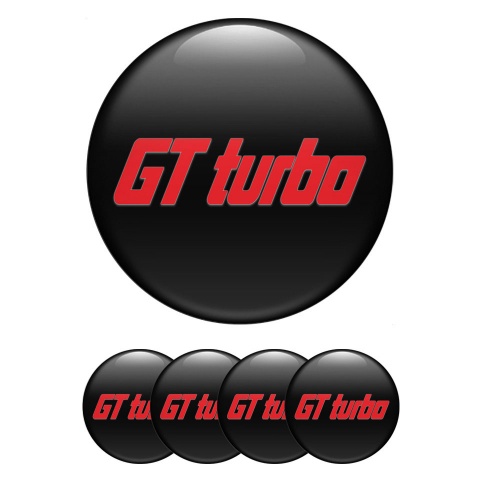 Wheel GT Turbo Emblem for Center Caps Black Red Logo