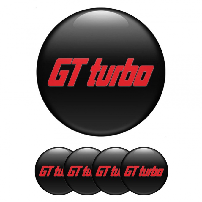 Wheel GT Turbo Emblem for Center Caps Black Red Logo