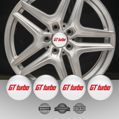 Wheel GT Turbo Emblem for Center Caps White Red Logo