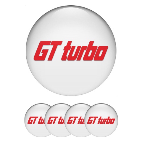 Wheel GT Turbo Emblem for Center Caps White Red Logo