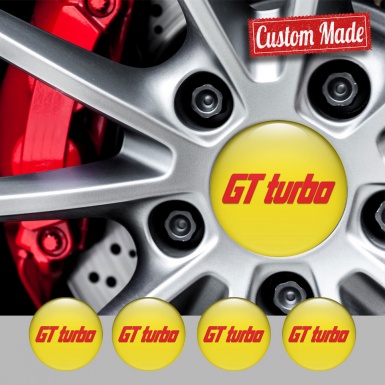 Wheel GT Turbo Center Caps Emblem Yellow Red Logo