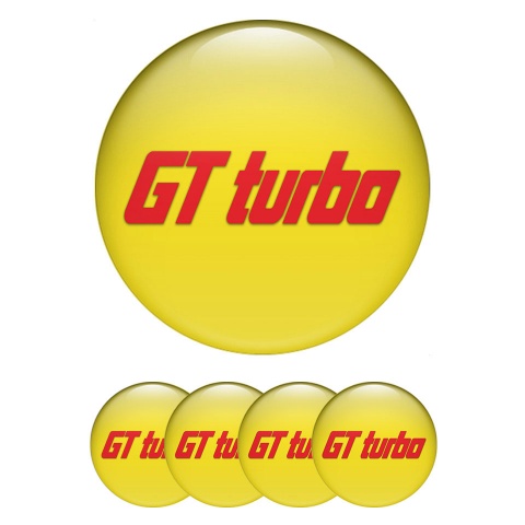 Wheel GT Turbo Center Caps Emblem Yellow Red Logo