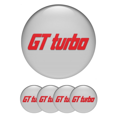 Wheel GT Turbo Silicone Stickers for Center Caps Grey Red Logo