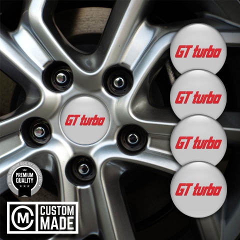Wheel GT Turbo Silicone Stickers for Center Caps Grey Red Logo