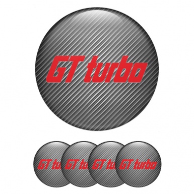 Wheel GT Turbo Domed Stickers for Center Caps Carbon Red Logo