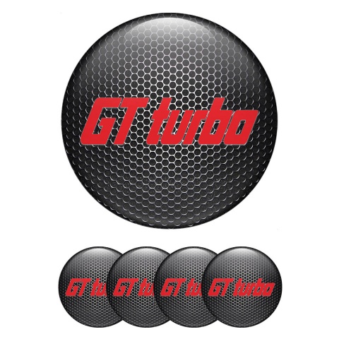 Wheel GT Turbo Emblem for Center Caps Dark Mesh Red Logo