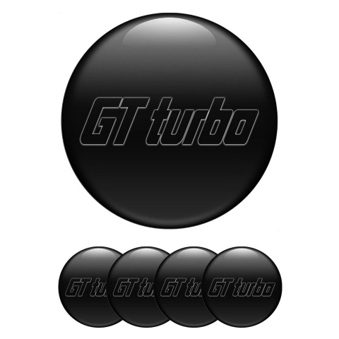 Wheel GT Turbo Stickers for Center Caps Black Dark Logo