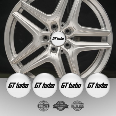 Wheel GT Turbo Emblem for Center Caps White Black Logo