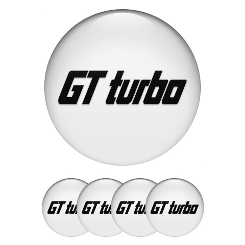Wheel GT Turbo Emblem for Center Caps White Black Logo