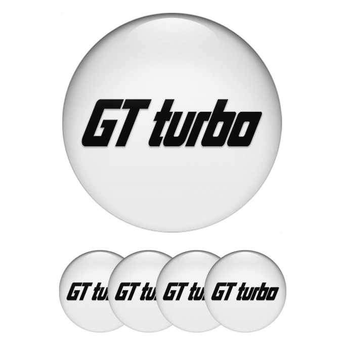 Wheel GT Turbo Emblem for Center Caps White Black Logo