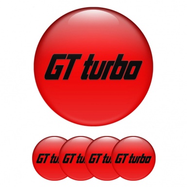 Wheel GT Turbo Center Caps Stickers Red Black Logo