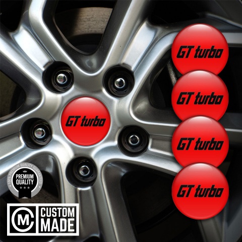 Wheel GT Turbo Center Caps Stickers Red Black Logo