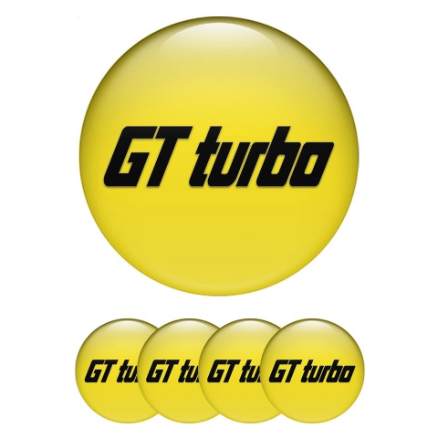 Wheel GT Turbo Emblems for Center Caps Yellow Black Logo