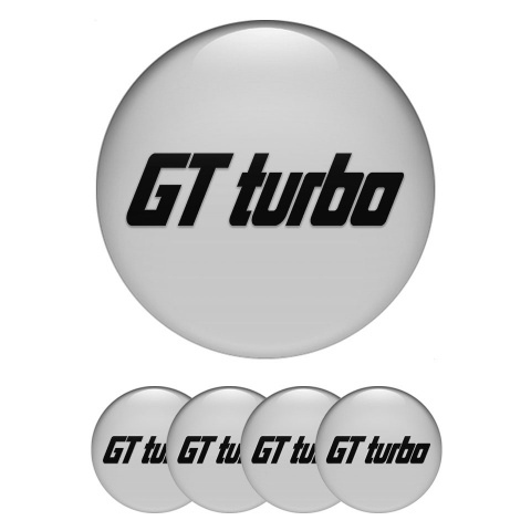 Wheel GT Turbo Stickers for Center Caps Grey Black Logo