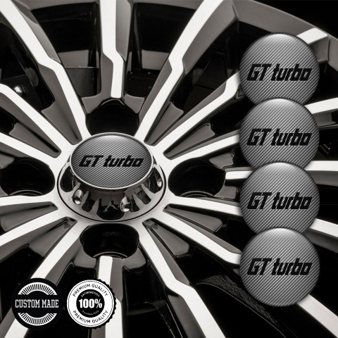 Wheel GT Turbo Center Caps Emblem Carbon Black Logo