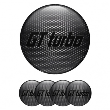 Wheel GT Turbo Silicone Stickers for Center Caps Dark Mesh Black Logo