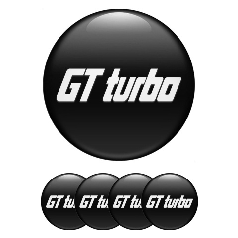 Wheel GT Turbo Domed Stickers for Center Caps Black White Logo