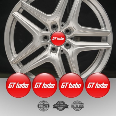 Wheel GT Turbo Stickers for Wheels Center Caps Red White Logo