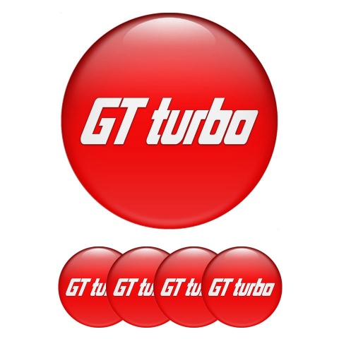 Wheel GT Turbo Stickers for Wheels Center Caps Red White Logo