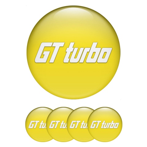 Wheel GT Turbo Emblem for Center Caps Yellow White Logo