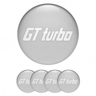 Wheel GT Turbo Center Caps Stickers Grey White Logo