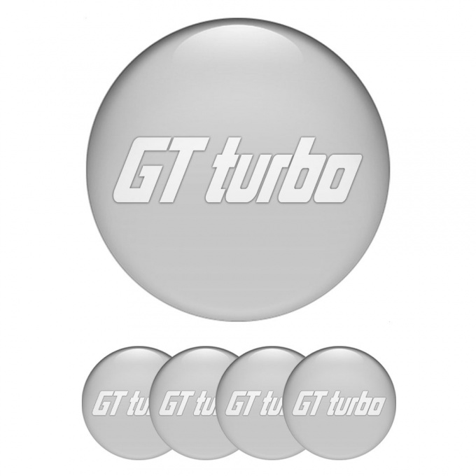 Wheel GT Turbo Center Caps Stickers Grey White Logo