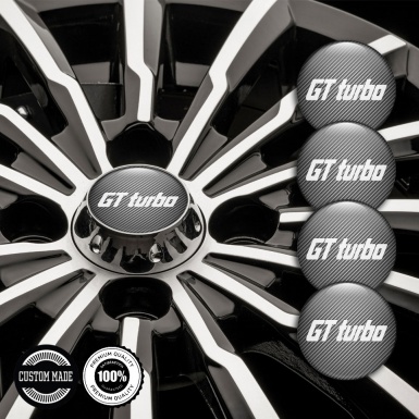 Wheel GT Turbo Emblems for Center Caps Carbon White Logo