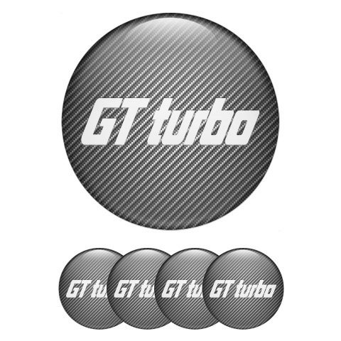 Wheel GT Turbo Emblems for Center Caps Carbon White Logo
