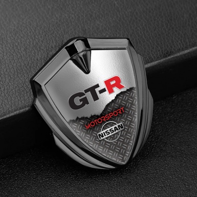 Nissan GTR Metal 3D Domed Emblem Graphite Torn Metal Treadplate Design